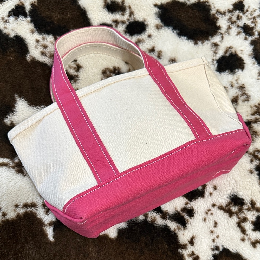 L.L. Bean Boat and Tote Made in U.S.A Pink and Cream Mini Tote Bag